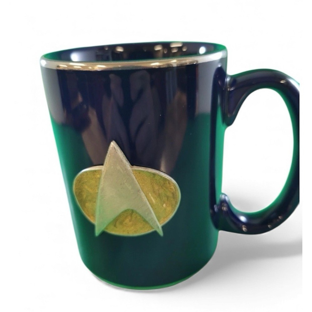 Star Trek Mug Ceramic Pewter Emblem‎ By Rawcliff 1994 Blue with Silver Trim